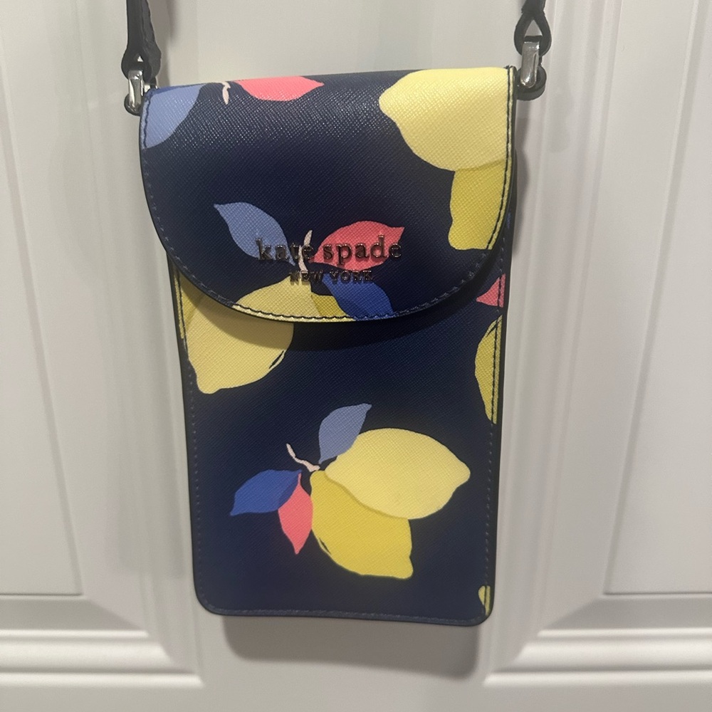 Kate Spade Blue and Yellow Lemon Crossbody Bag